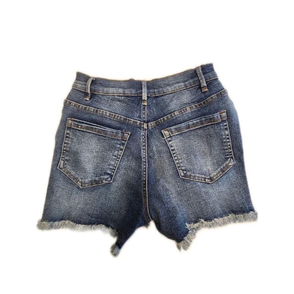 VENUS (Jeans & Polo) High Rise Medium Wash Cut Off Distressed Denim Shorts, 2